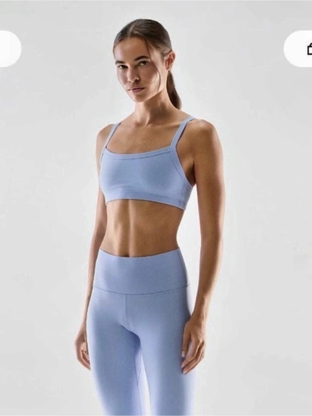 Aritzia GOLDEN Dayflower Blue Bra and Bike Shorts Set Like New